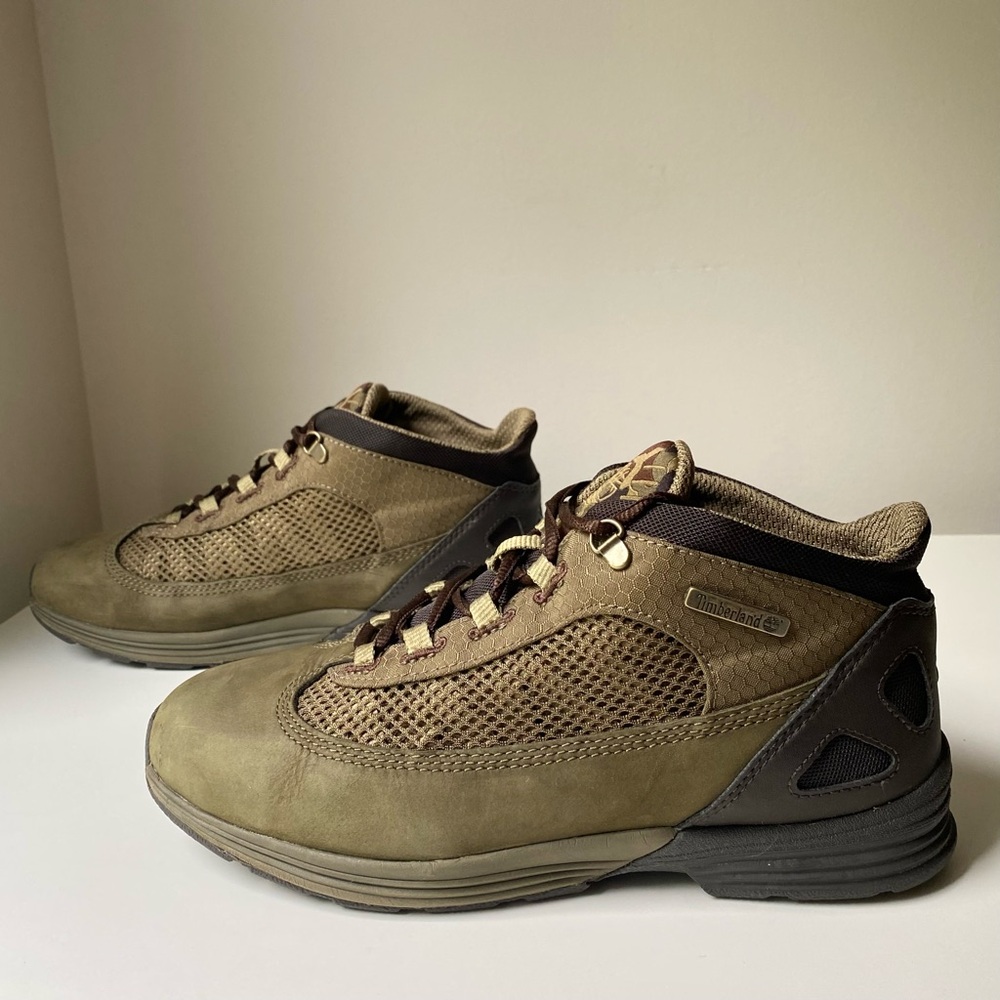 Timberland Youth Men’s Size US 5.5 Dark Green Suede Lace Up Hiking Boots RARE